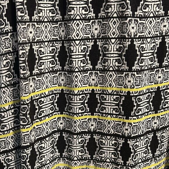 CYNTHIA ROWLEY Size 1X Black White Gray Yellow Stretch Maxi Skirt Geometric - Picture 2 of 6